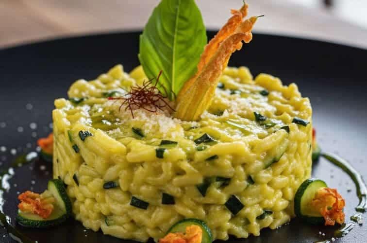 Zucchini Risotto Rezept – Cremig & Italienisch zubereitet 3 Zucchini Risotto besonders angerichtet