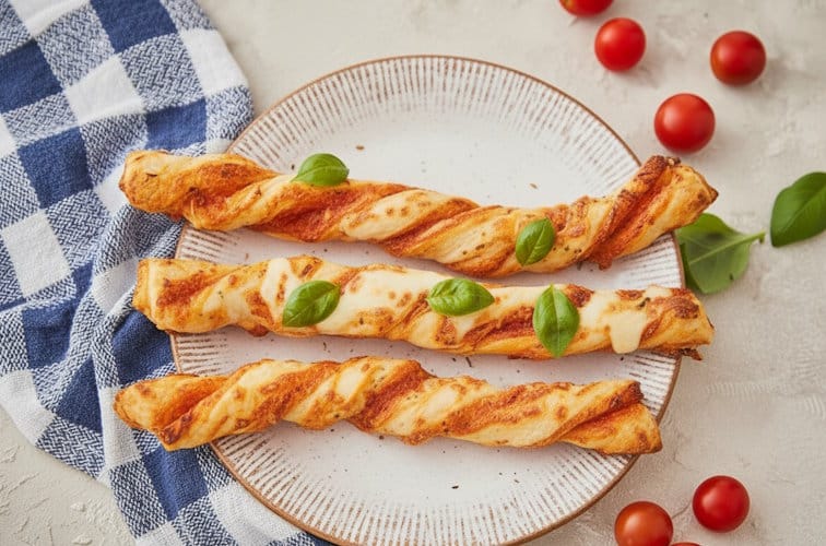 Pizzastangen aus Pizzateig vegetarisch