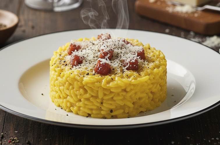 Carbonara Risotto besonders angerichtet
