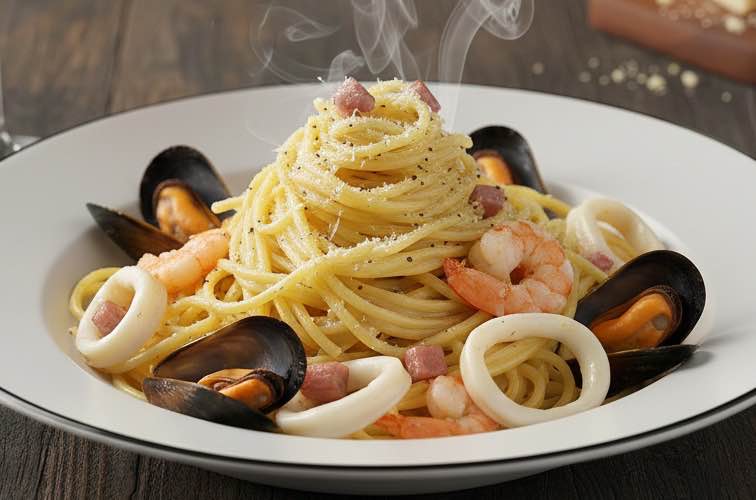 Carbonara di Mare lecker angerichtet