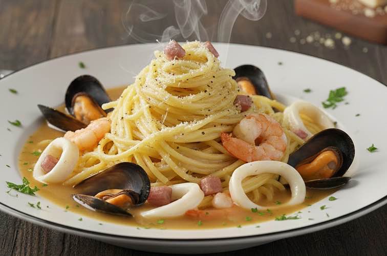 Carbonara di Mare mit Muschelsud