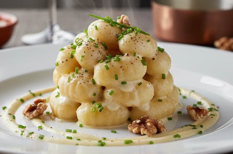 Gnocchi al Gorgonzola – cremig, herzhaft und typisch norditalienisch 3 Gnocchi al Gorgonzola lecker angerichtet