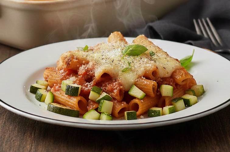 Ofenpasta mit Frischkäse – Ein Gericht zwischen moderner Hausmannskost und mediterraner Aromenvielfalt 4 Ofenpasta mit Frischkäse mit Zucchini