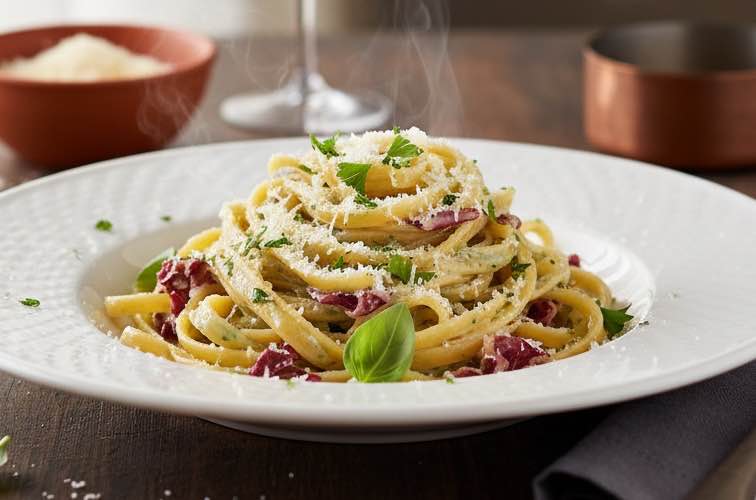 Pasta Gorgonzola Radicchio lecker angerichtet