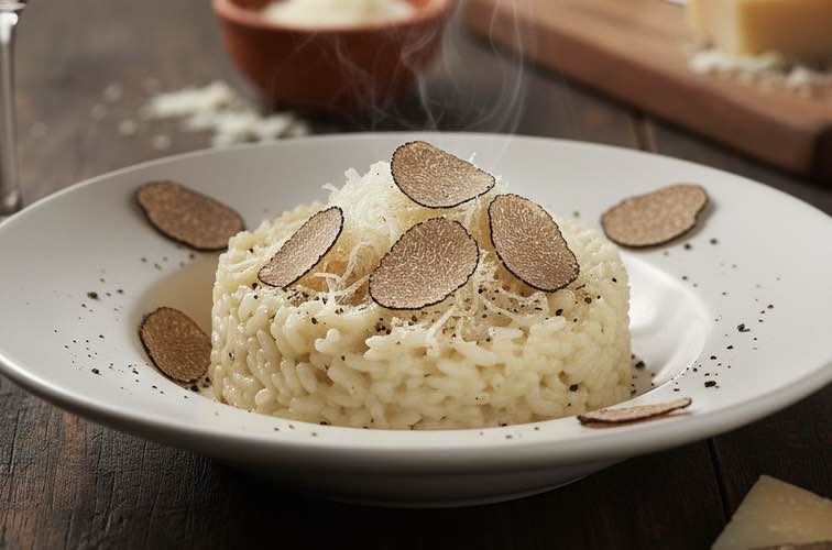 Risotto Cacio e Pepe – Der römische Klassiker neu interpretiert 4 Risotto Cacio e Pepe mit schwarzem Trüffel