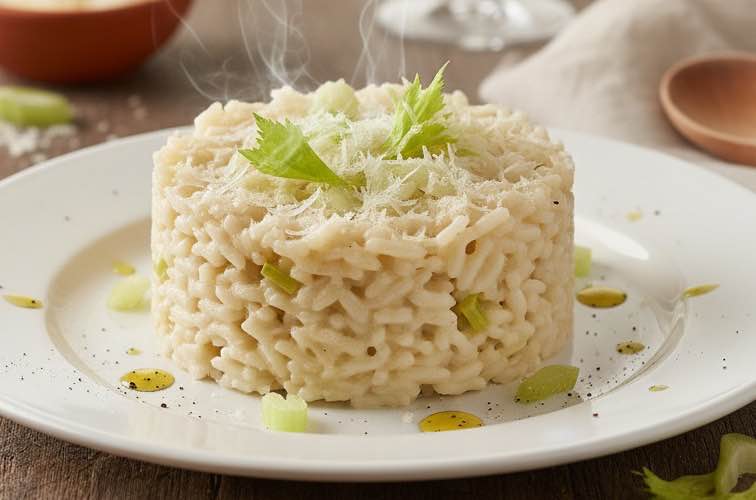Risotto Staudensellerie besonders lecker angerichte