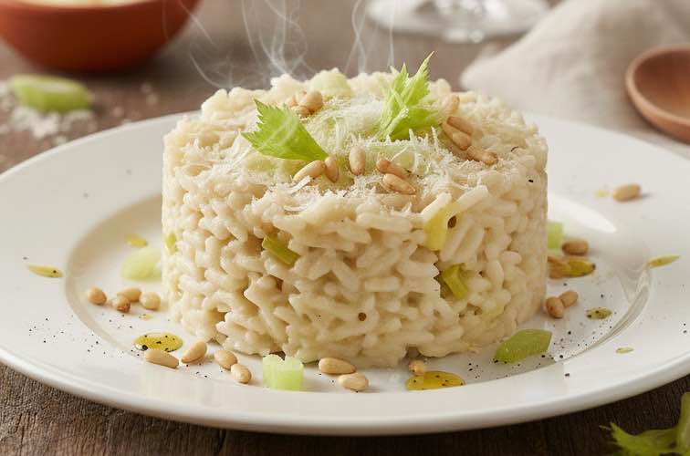 Risotto Staudensellerie mit Pinienkernen