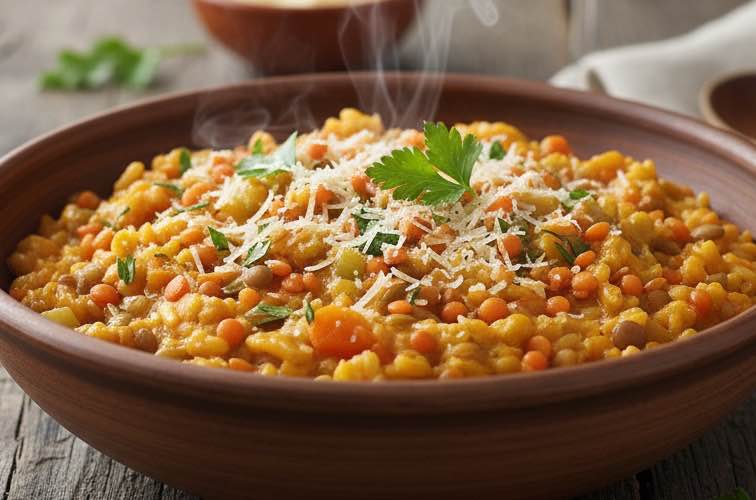 Risotto mit roten Linsen eine leckere moderne Variante