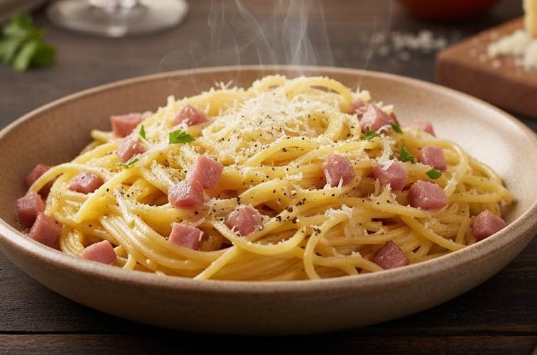Spaghetti Carbonara mit Schinken und Ei – Cremiges italienisches Klassiker-Rezept 2 Spaghetti Carbonara mit Schinken und Ei eine alltagstaugliche Abwandlung