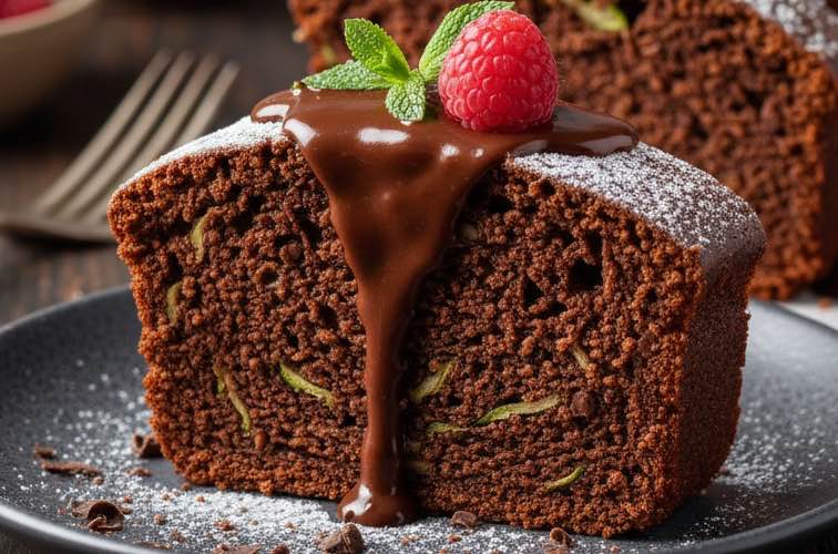 Zucchini Schokokuchen mit Schokosoße