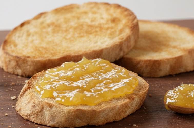 Amalfi Zitronen Marmelade Rezept – Ein Stück italienische Sonne im Glas 3 Amalfi Zitronen Marmelade auf einem Brot verstrichen