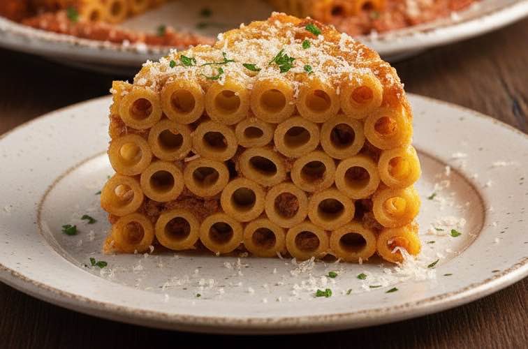 Anelletti alla Siciliana – Klassische sizilianische Pasta aus Palermo 3 Anelletti alla Siciliana auf einem Teller angerichtet