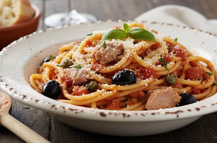 Bucatini al Tonno – Schnelles italienisches Pasta-Rezept mit Thunfisch 2 Bucatini al Tonno klassisches Pastagericht