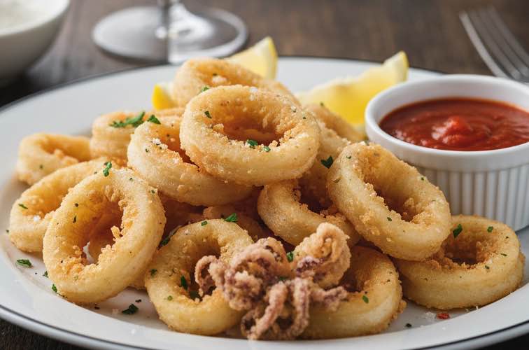 Calamari alla Romana ein traditionelles Gericht aus Latium