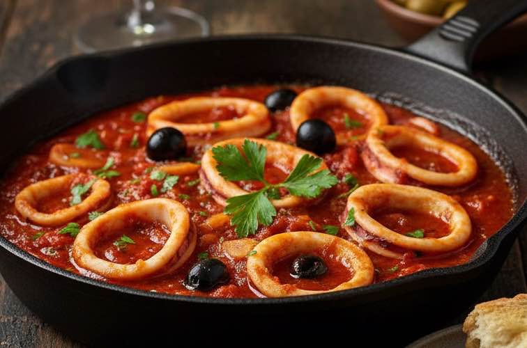 Calamari in Tegame – Original italienisches Rezept aus der Küstenküche 2 Calamari in Tegame klassisches Gericht aus dem Schmortopf