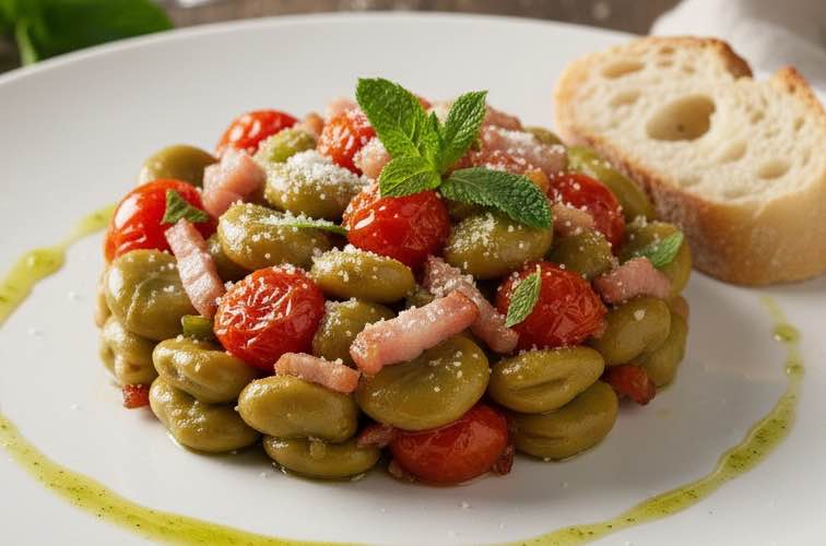 Frische dicke Bohnen Rezept italienisch – Original aus Süditalien 3 Frische dicke Bohnen Rezept italienisch besonders angerichtet