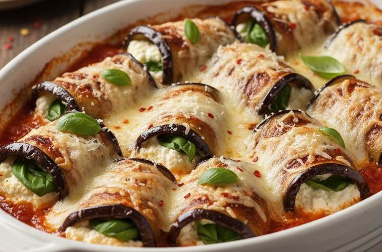 Melanzane Involtini – Gefüllte Auberginen auf italienische Art 8 Melanzane Involtini gefüllte Auberginenröllchen