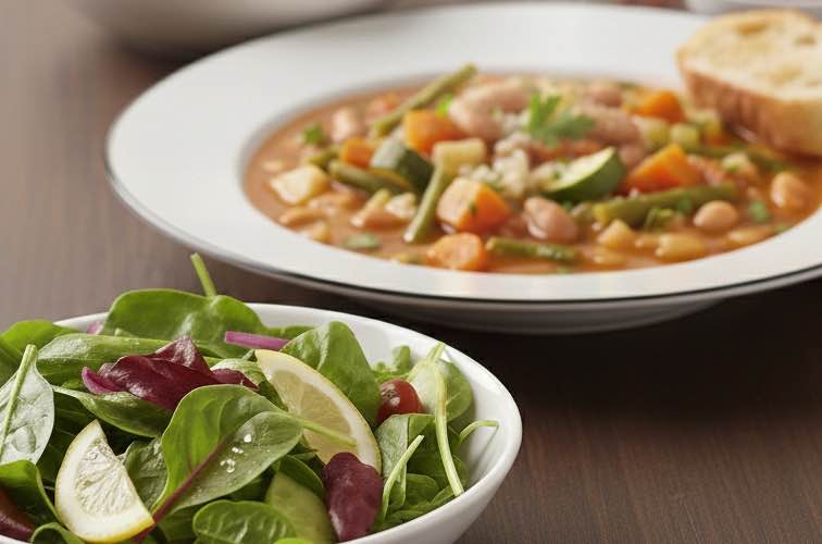 Minestrone Milanese – Das authentische Original aus der Lombardei 4 Minestrone Milanese mit Salat angerichtet
