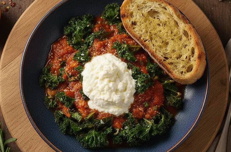 Palmkohl Rezept italienisch – Cavolo nero wie in der Toskana zubereiten 4 Palmkohl Rezept italienisch mit Ricotta angerichtet