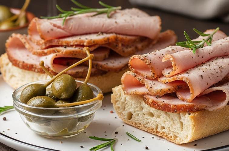 Panino con Porchetta – Italienisches Streetfood mit knusprigem Schweinebauch 3 Panino con Porchetta besonders angerichtet