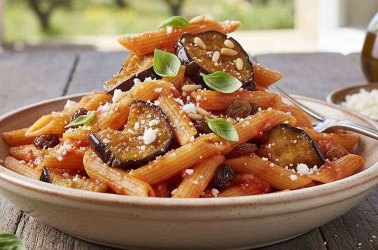 Penne siciliana: Authentisches sizilianisches Rezept 3 Penne siciliana besonders angerichtet