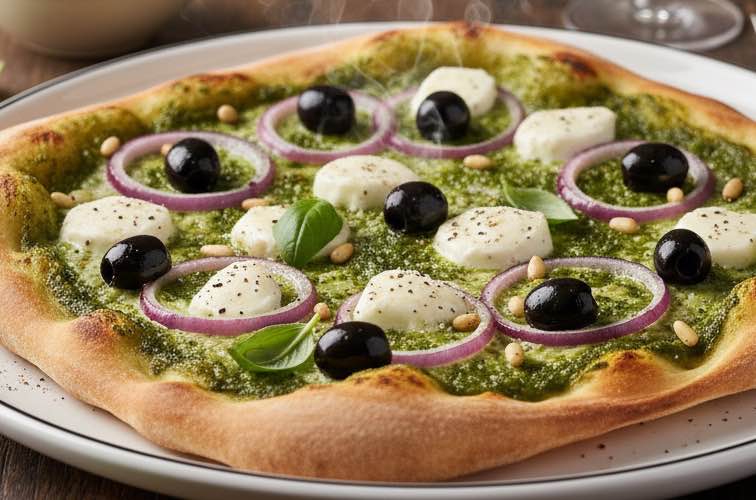 Pizza Genovese – Authentische ligurische Pizza mit Pesto und Kräutern 6 Pizza Genovese eine charakteristische Variante des Klassikers