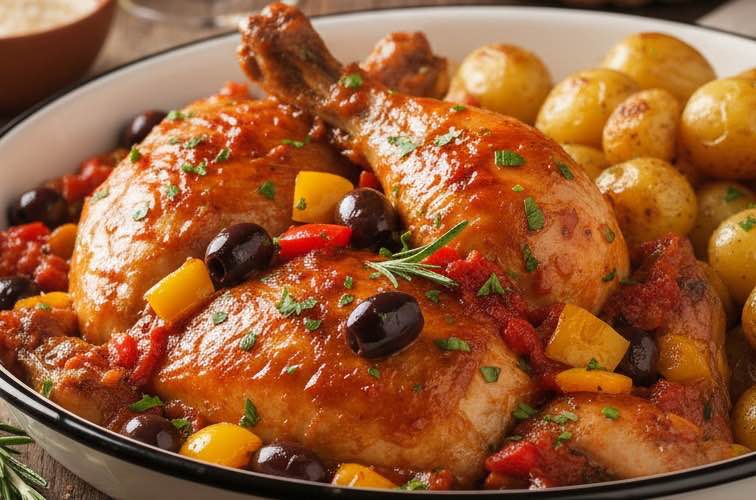 Pollo alla Romana – Zartes Hähnchen auf römische Art mit Paprika und Kräutern 2 Pollo alla Romana Hänhchen auf römischer Art