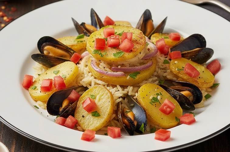 Riso con Cozze e Patate – Italienische Meeresküche auf dem Teller 4 Riso con Cozze e Patate mit Tomatenwürfel