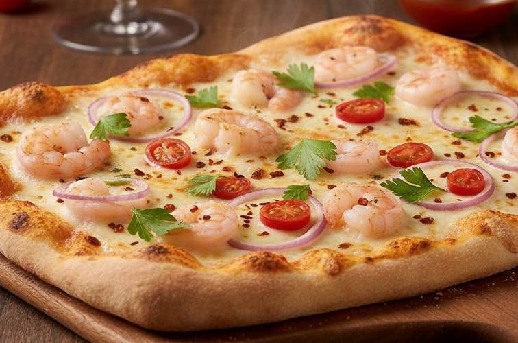 Gamberetti Pizza – Das italienische Rezept mit Tradition und maritimem Aroma 4 Weiße Gamberetti Pizza ohne Tomatensauce