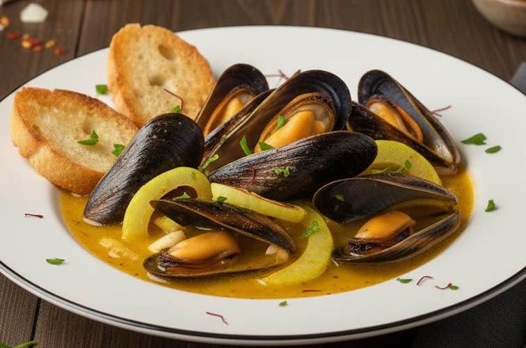 Zuppa di Cozze mit Fenchel und Safran