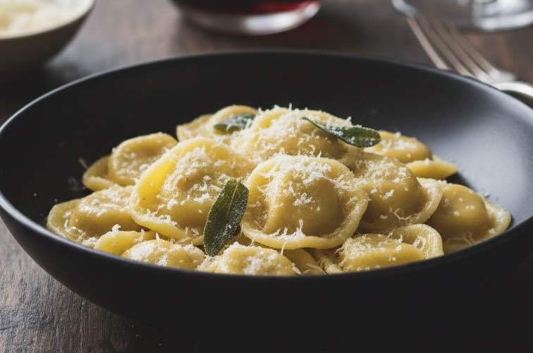 Agnolotti del Plin – Kleine Pasta mit großer Tradition aus Piemont 3 Agnolotti del Plin in einer Schüssel angerichtet