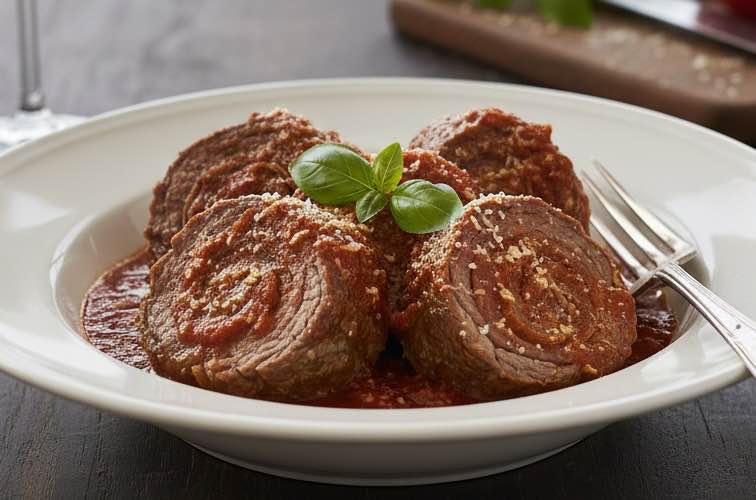 Braciole al Sugo – Gefüllte Fleischröllchen in klassischer Tomatensauce 2 Braciole al Sugo ein Gericht aus Süditalien