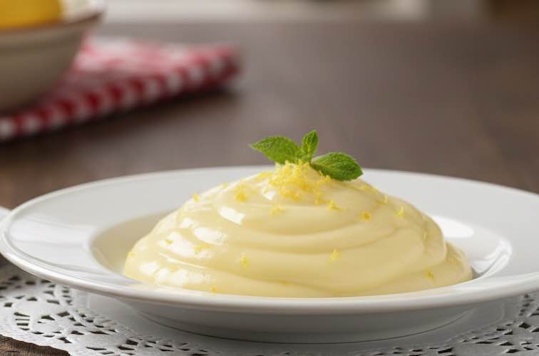 Crema al Limone – Ein italienisches Klassiker-Rezept 3 Crema al Limone auf einem Teller angerichtet