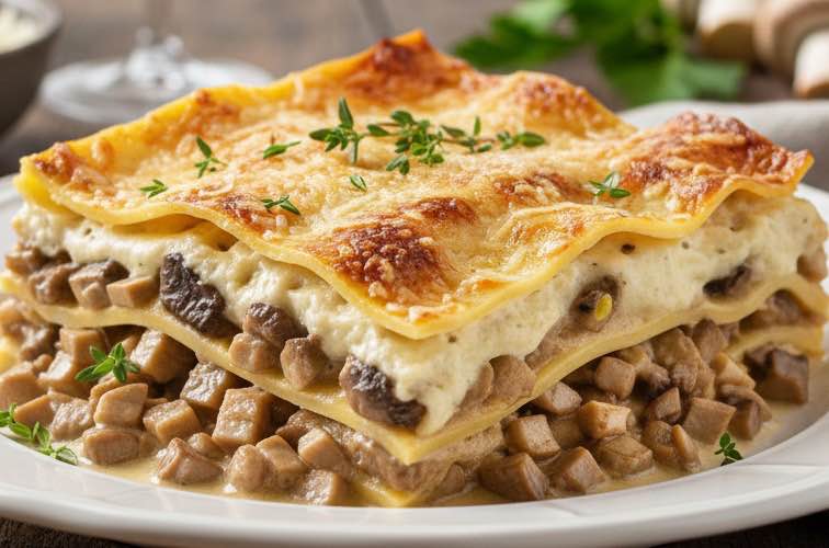 Lasagne al Sugo di Funghi eine vegetarische Variante des Klassikers
