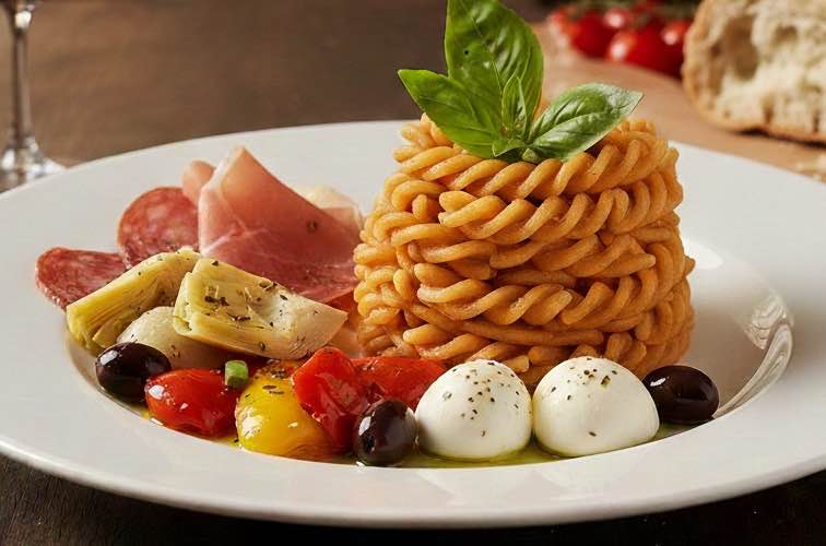 Pasta alla Ghiotta: Ein traditionelles Rezept aus Sizilien 4 Pasta alla Ghiotta mit Antipasti angerichtet