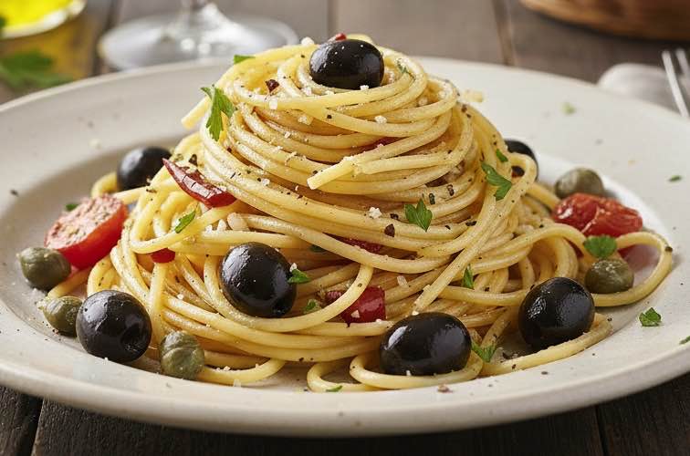 Spaghetti alla Carrettiera – Originalrezept aus Sizilien 3 Spaghetti alla Carrettiera typisch angerichtet
