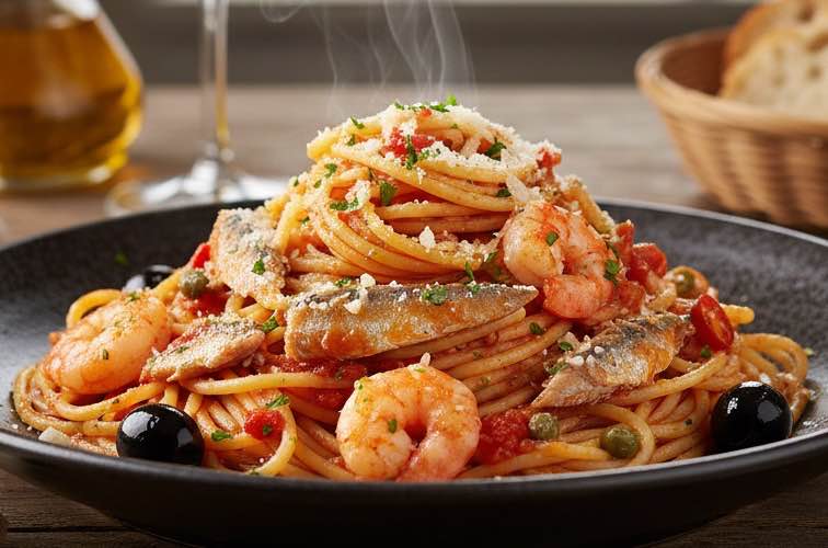 Spaghetti alla Lampedusana – Geschmack der sizilianischen Inselwelt 2 Spaghetti alla Lampedusana ein Gericht der sizilianischen Küstenküche