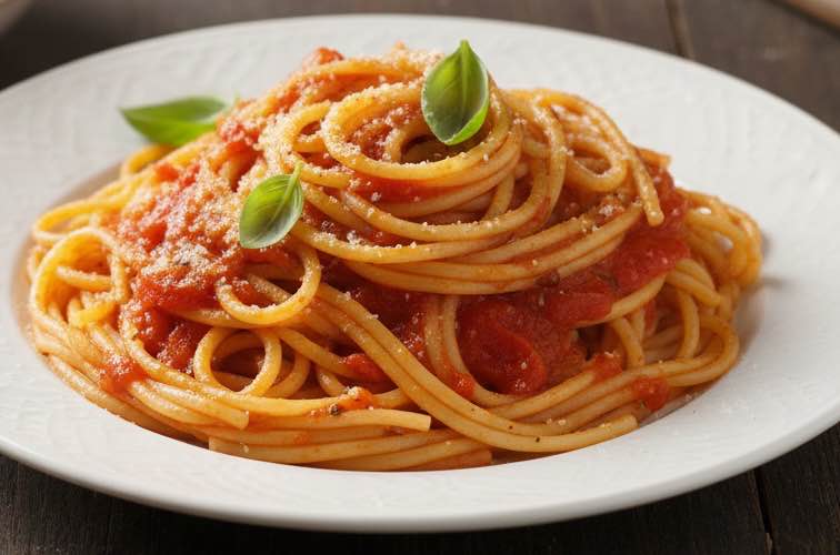 Sugo al Peperone – Aromatische Paprika-Sauce für Pasta & mediterrane Gerichte 3 Sugo al Peperone mit Pasta angerichtet