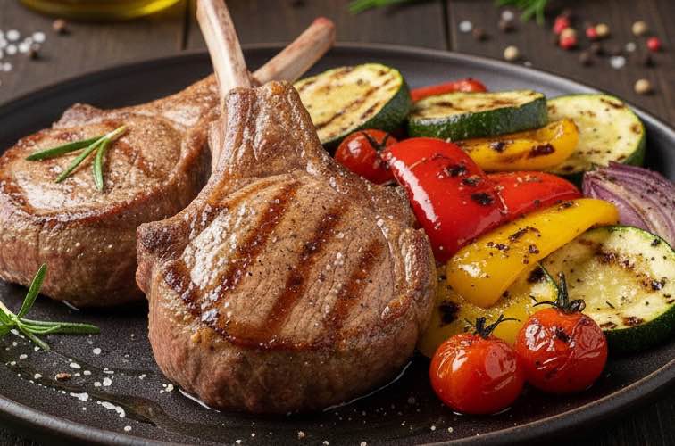 Nodino di Vitello: Zartes Kalbskotelett aus Italien 4 Nodino di Vitello mit geröstetem Gemüse