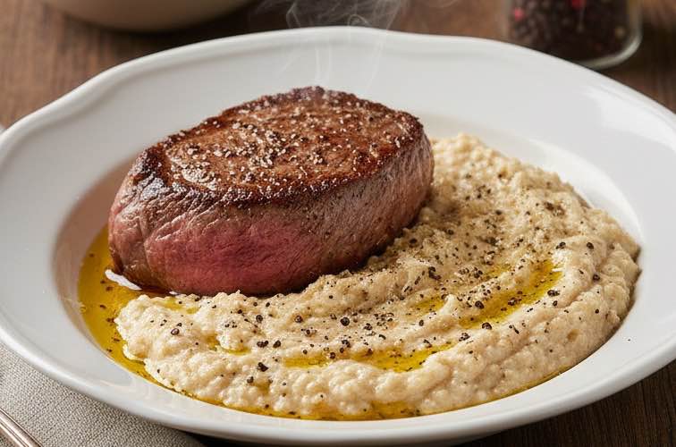 Pearà – Traditionelle veronesische Pfeffersauce aus Veneto 4 Pearà als Beilage zu Fleisch