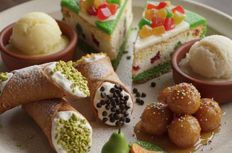 Sizilianische Süßspeisen – Authentische Desserts aus dem Herzen Siziliens 2 Sizilianische Süßspeisen auf einem Teller angerichtet