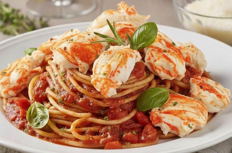 Spaghetti all’Astice alla Catalana – Ein Hochgenuss aus der italienischen Küstenküche 3 Spaghetti all’Astice alla Catalana mit anbetraenem Hummerfleisch