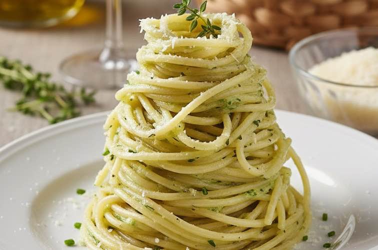 Spaghetti alla Crema di Porro – Cremige Pasta aus Italien 3 Spaghetti alla Crema di Porro besonders angerichtet