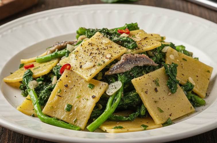 Troccoli: Originalrezept der apulischen Pasta | Italienisch & einfach 4 Troccoli mit Gemüse angerichtet